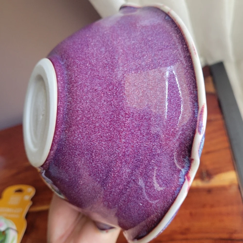 Vintage Ceramic Annapolis Pottery Apple Baker Blue Purple Glazed Dish Rare New